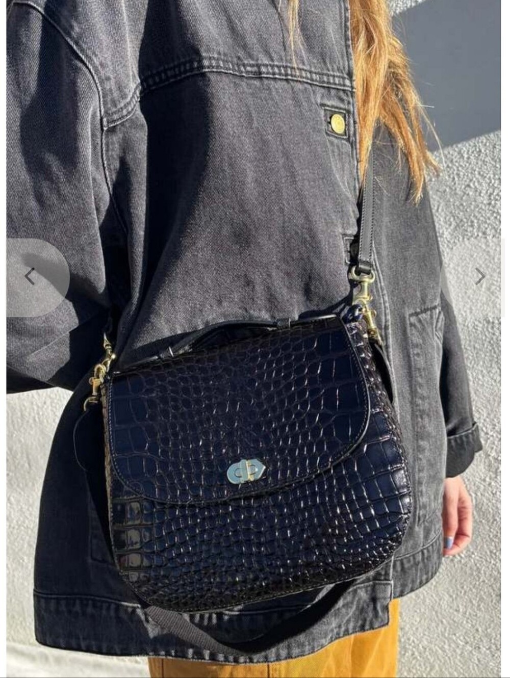 Louis Croc Embossed Leather Crossbody Bag